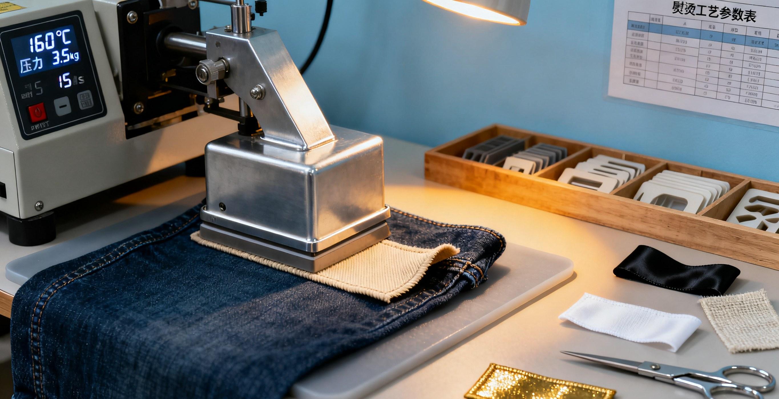 Applying iron on woven label